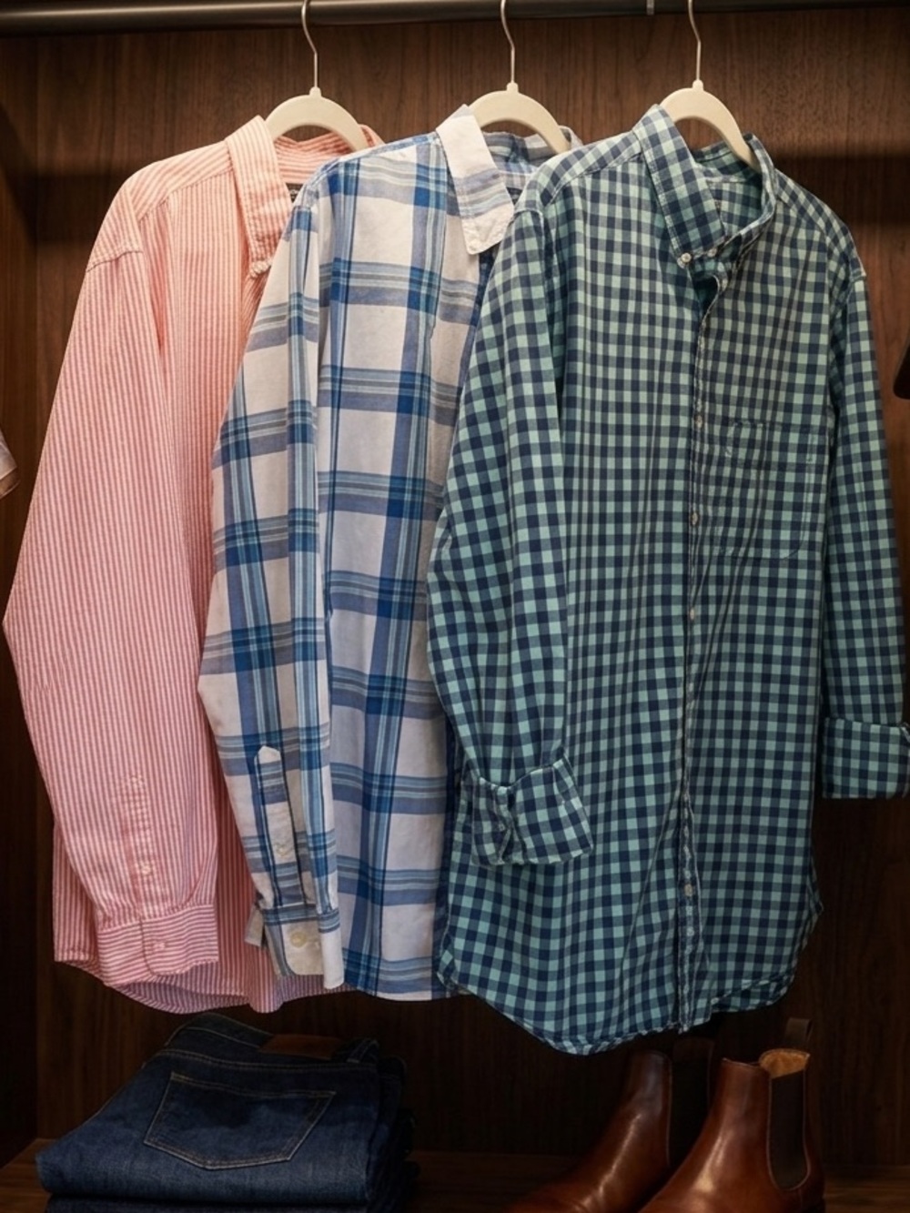 American Eagle Men XLT Plaid Gingham Striped Button Down Shirts Bundle Lot 3